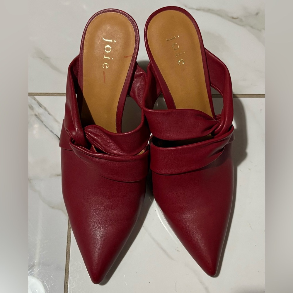 Joie Beautiful Dark Red Leather Slip-On Heels